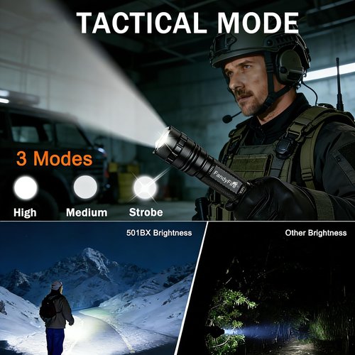 FandyFire Rechargeable Police Flashlight with Holster-1000 High Lumen LED Tactical Flashlights for Duty Belt, 3 Modes and Hidden C Port, Law Enforcement Gear Safety Accessories Gifts (Black)