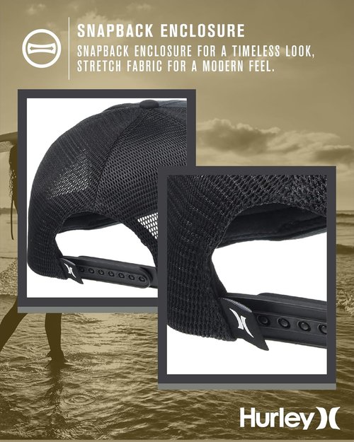 Hurley Men's Caps - H2O-Dri League Baseball Caps with Snapback Closure - Classic Trucker Hats (S-XL)