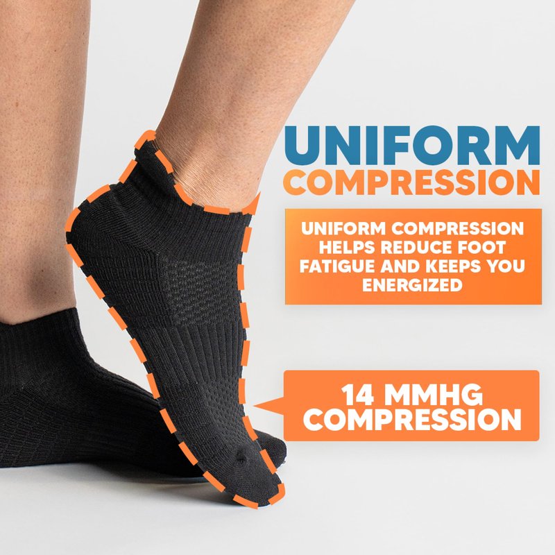 Viasox Ankle Compression Socks for Women & Men, 14 mmHg Support Improves Circulation, Extra Cushioned (US, Alpha, Large, Regular, Regular, White)
