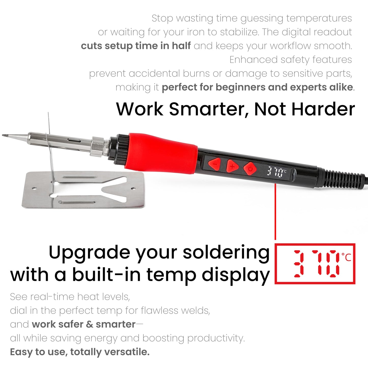 Soldering Iron Kit, 60W 120V Digital LED Display 5-in-1, Solder Wire, Flux Rosin Paste, Mini Stand, Sponge, Portable Fast Heating Welding Tool for Electric Repair Hobby DIY from Plusivo