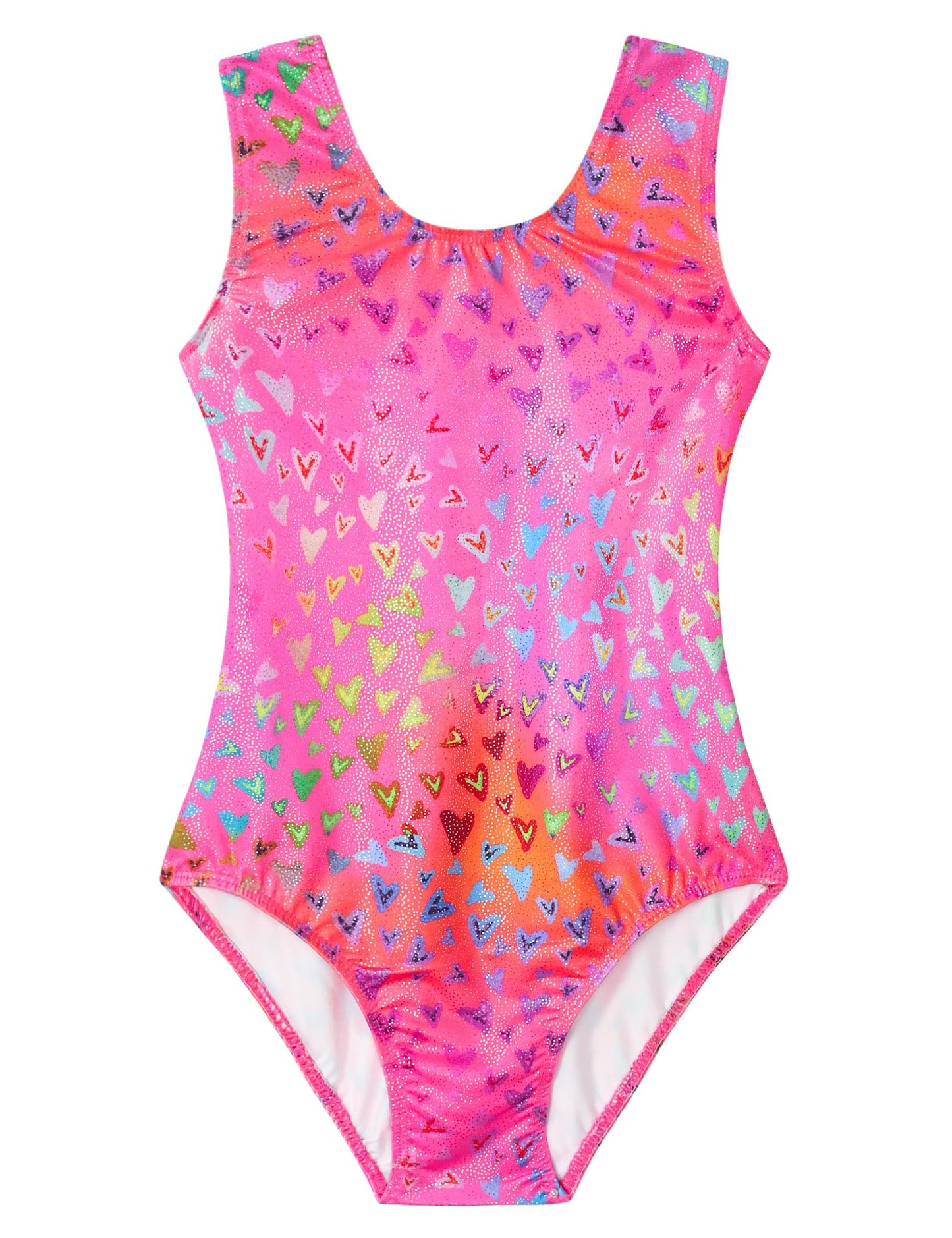 Domusgo Gymnastics Leotards for Girls 4t 5t Pink Neon Heart Sparkly One Piece Tumbling Outfits