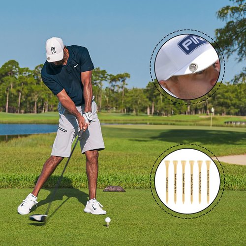 80UncleKimby Father 's Day Gifts from Daughter Wife Son - 30PCS 3-1/4 inch Wood Golf Tees Plus Hat Clip Golf Gifts for Men,Husband,Dad (Grandpa)