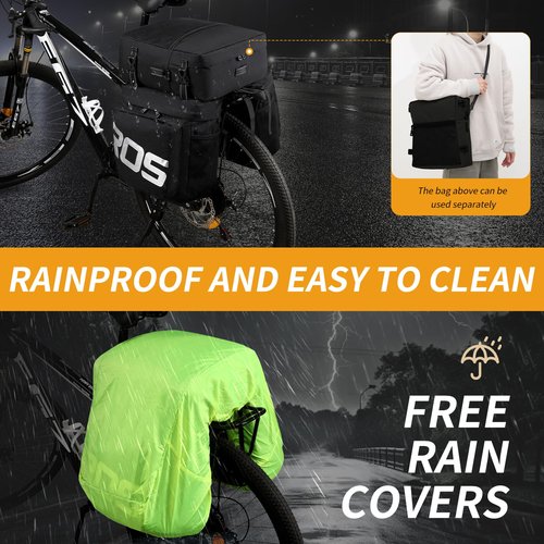 Roswheel Bike Bag Accessories Panniers for Bicycle Rear Rack Bag 50L Waterproof Mountain Electric Bike Saddle Bags for Cycling Traveling Commuting