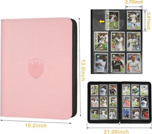 GERMUN Trading Card Binder - 9 Pocket Premium Card Holder for 360 Cards | Double-Sided Album (Pink)
