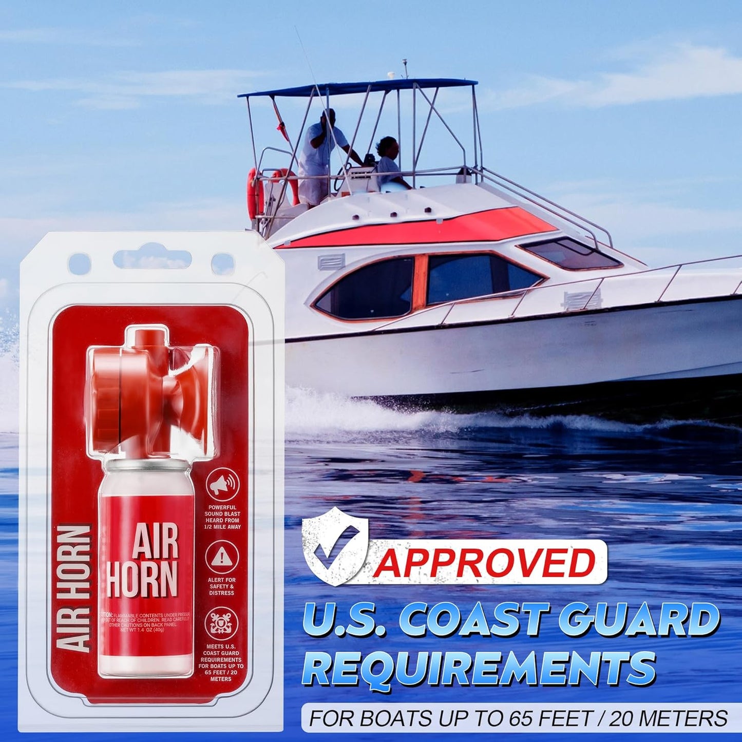 Saillong Marine Air Horn - 1.4oz Loud Safety Horn for Boats & Sporting Events | Emergency Use