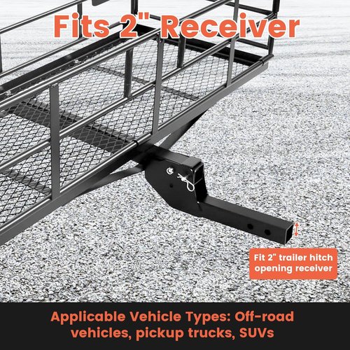 Hitch Cargo Carrier - 60"x24"x14.4" Folding Rear Luggage Rack | 510 lbs Capacity with Waterproof Bag & Straps