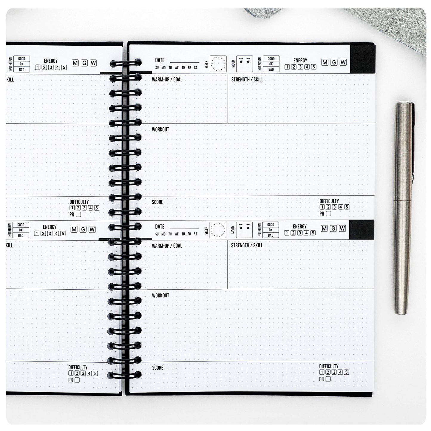 WODBOOK Cross Training Workout Journal - Hard Cover Exercise Planner - Cross Training Tracking Diary - WOD Logbook - 140 Pages (Track 200 WODs + 130 Benchmarks + Personal Records)