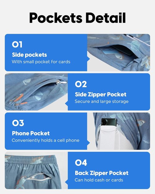 Maamgic Men's Swim Trunks - Quick Dry 5.5 Inch Beach Shorts with Compression Liner & Zipper Pocket