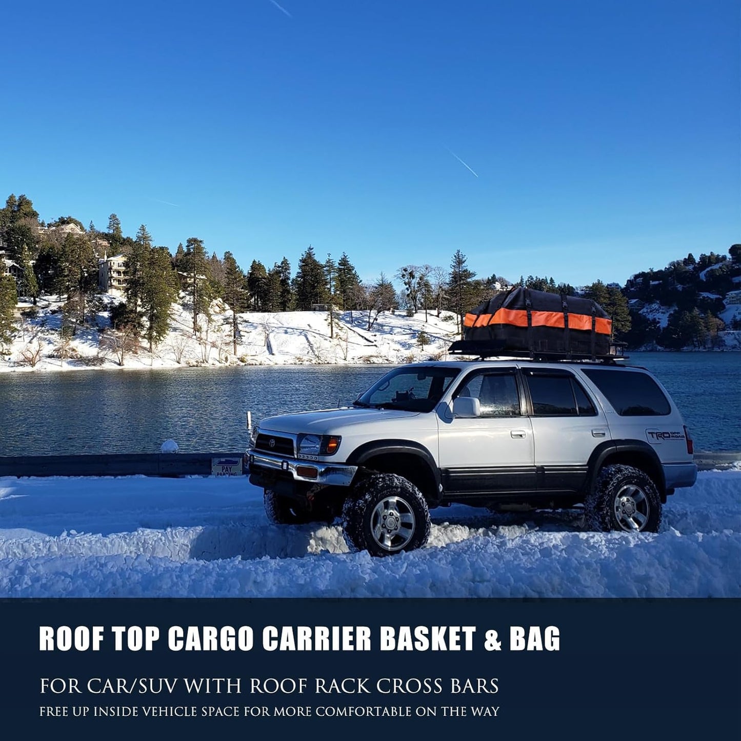 Skiennix Roof Rack Carrier Basket - Waterproof 20 Cu Ft Bag & Cargo Net | 200 Lbs Capacity, Universal Fit