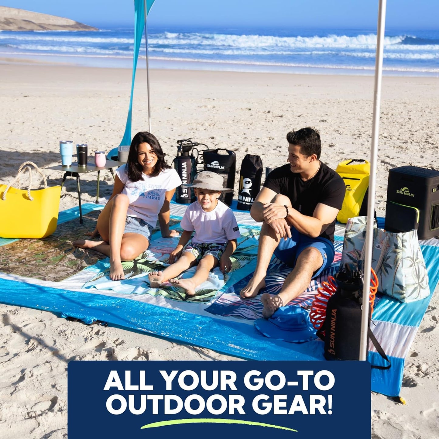 SUN NINJA Beach Tent Sun Shelter | UPF 50+ Easy Pop-Up Canopy for Camping, Fishing & Picnics