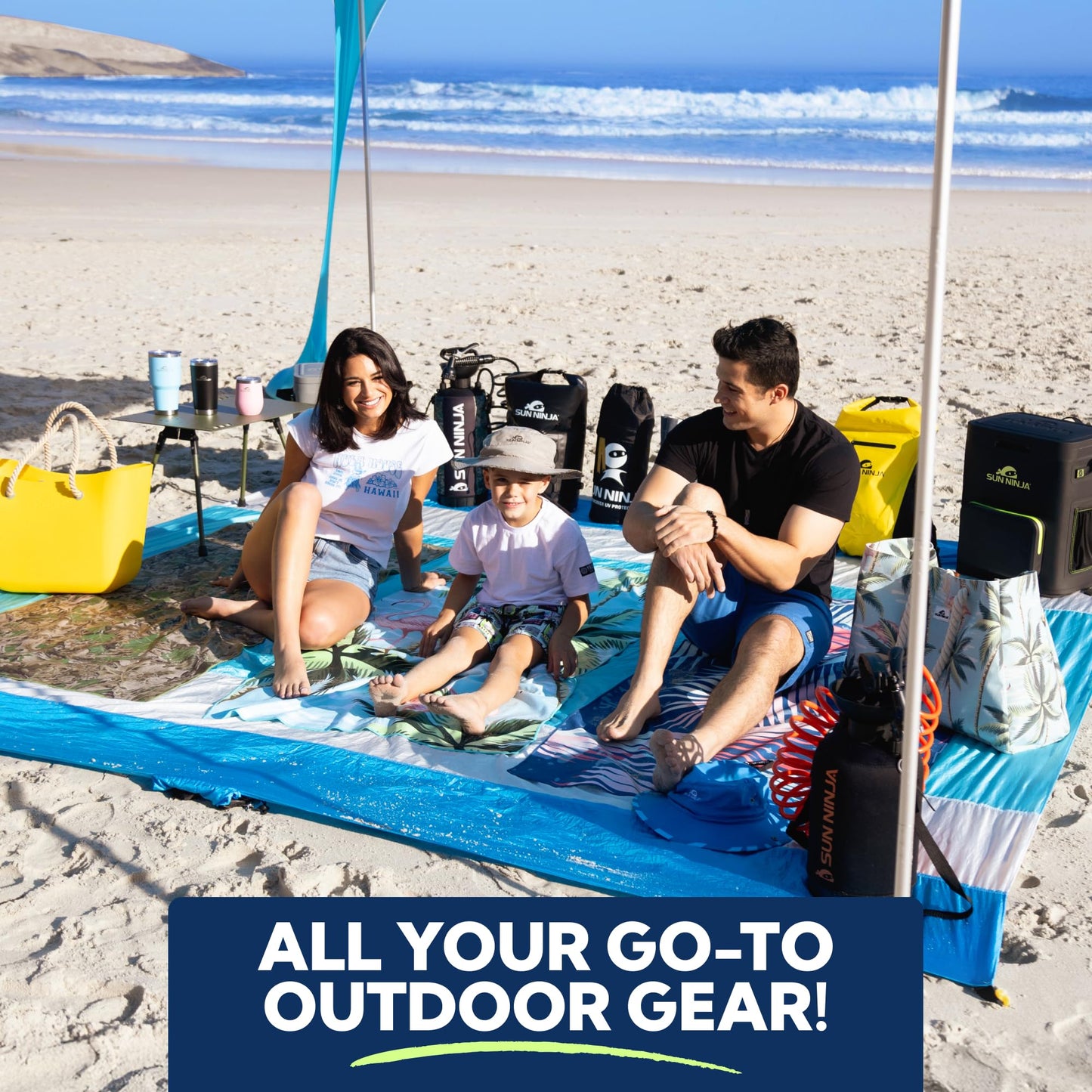 SUN NINJA Beach Tent Shelter with UPF50+ Protection, Includes Sand Shovel, Ground Pegs, Stability Poles, Outdoor Pop Up Shade Canopy for Camping, Fishing, Backyard Fun (Turquoise, 5x5 FT 4 Pole)