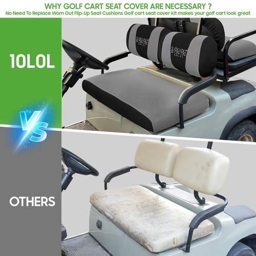 10L0L Golf Cart Seat Covers for Yamaha G22 G19 G16 G14 G11 G9 G8 G2, Club Car DS Pre-2000 OEM Ordinary Front Seats, Durable Breathable Bench Seat Covers Washable Polyester Mesh Cloth