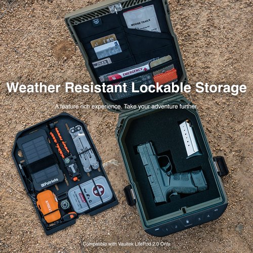 VAULTEK LifePod 2.0 Secure Waterproof Travel Case Rugged Electronic Lock Box Travel Organizer Portable Handgun Case with Backlit Keypad (2-Piece Pluck Foam Accessory)