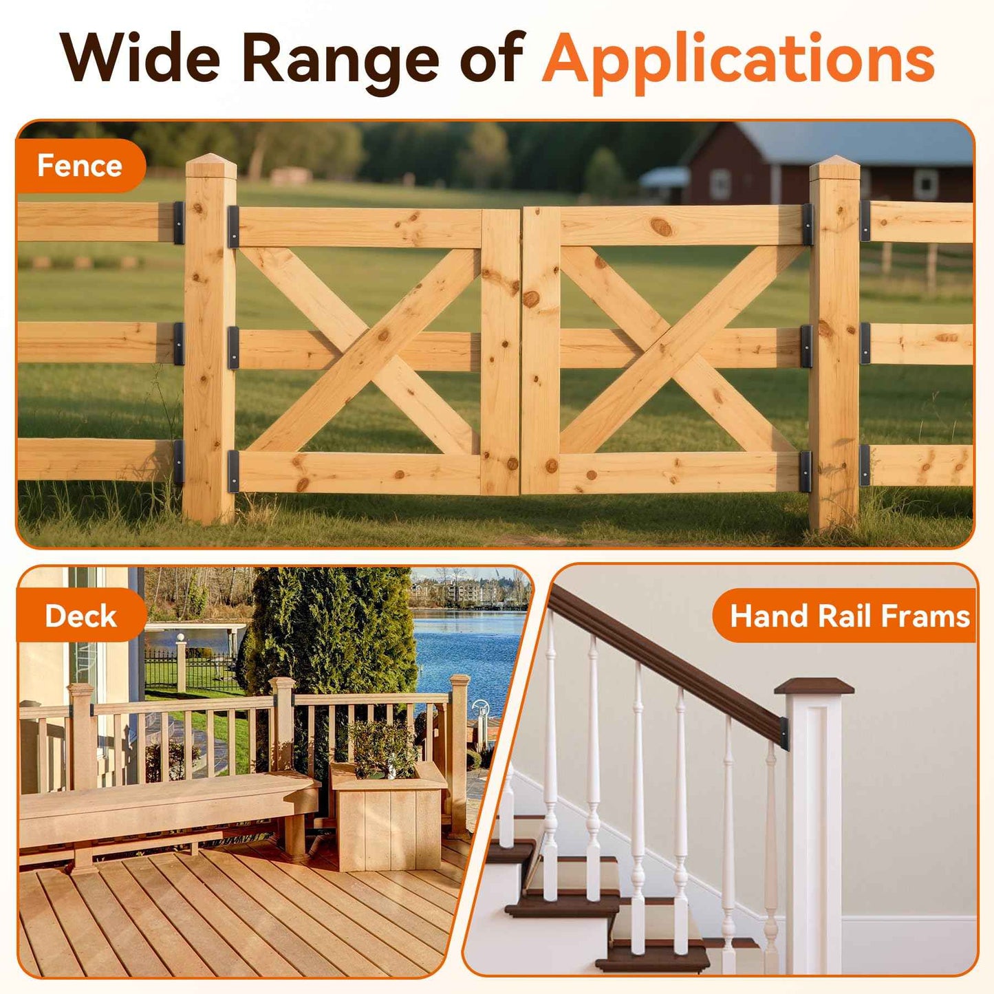 20 Pcs 2x4 Fence Brackets for Wood Black - 18 Gauge Deck Railing Brackets for 2X4, Fb26 Fence Brackets, Deck Railing Connectors 2x4