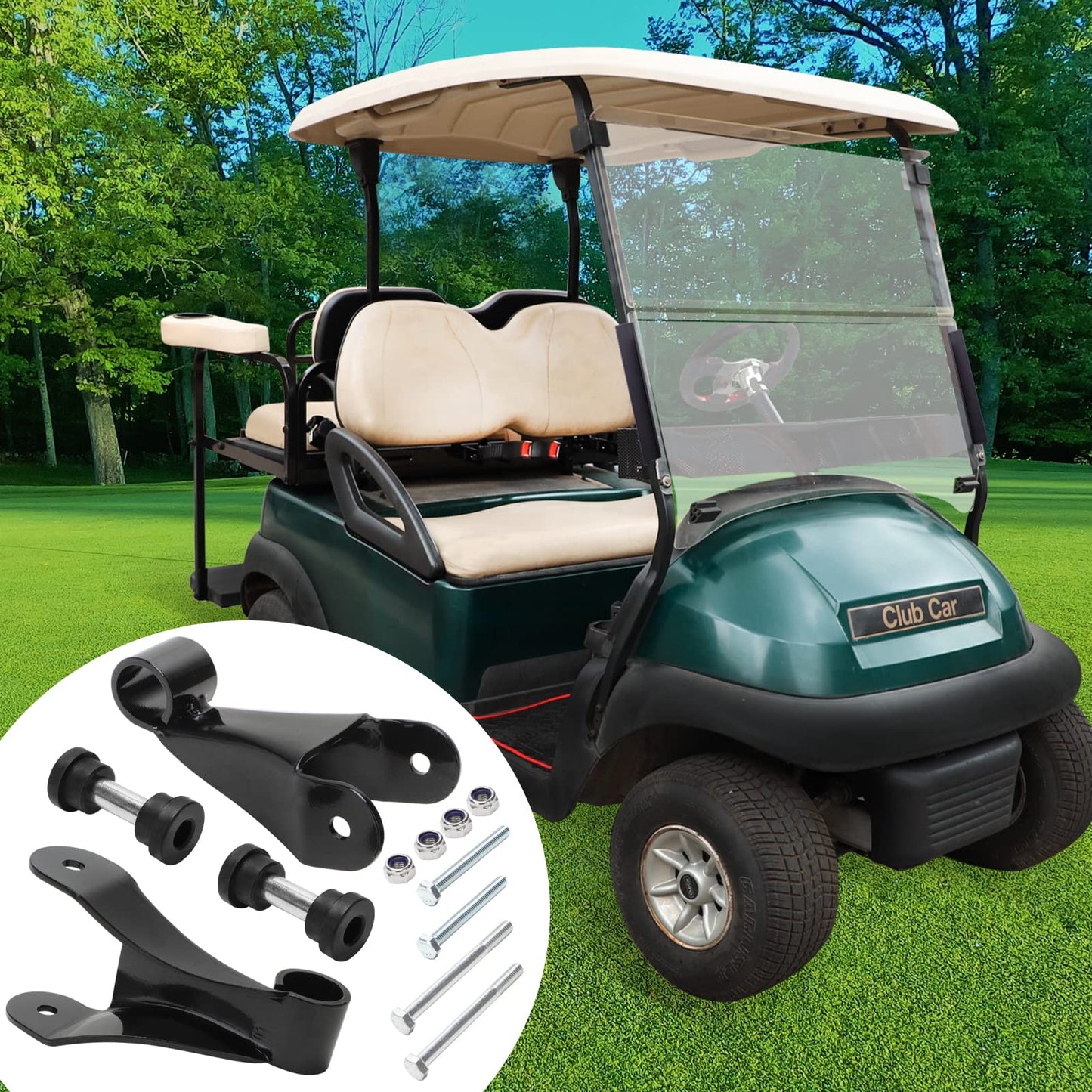 Roykaw Club Car Rear Shackle with Bushing & Sleeves Kit for Precedent 2004-Up Gas & Electric Golf Cart Models, Replaces OEM # 102506201, 102506301, 102506601