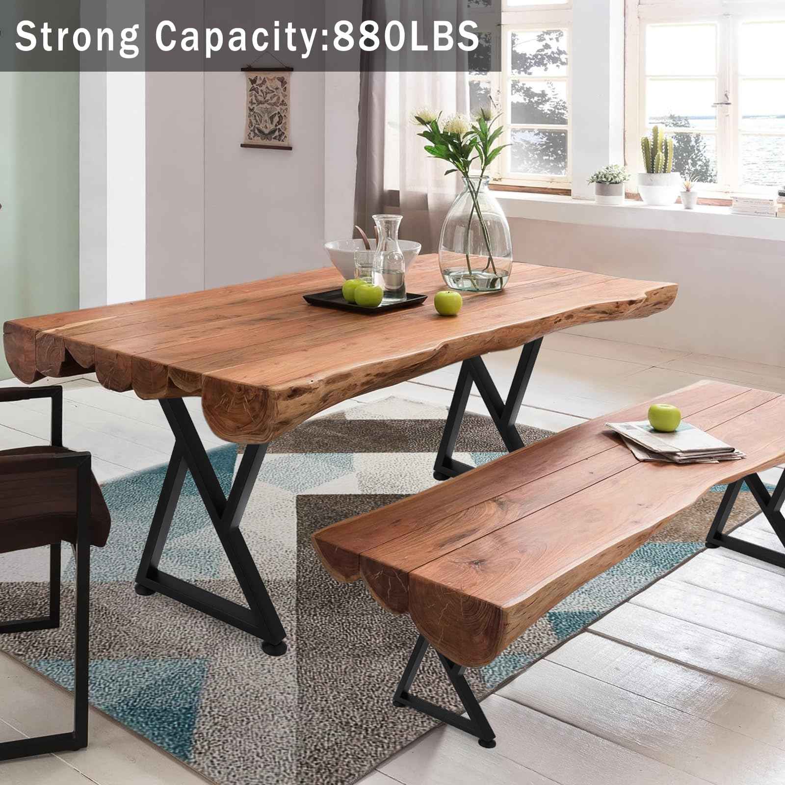 GarveeTech Metal Table Legs 28 in H×18 in W - Heavy Duty, Modern Design, Ideal for DIY Projects, Desk Legs - X-Shape Metal Coffee Table Legs, Black Finish