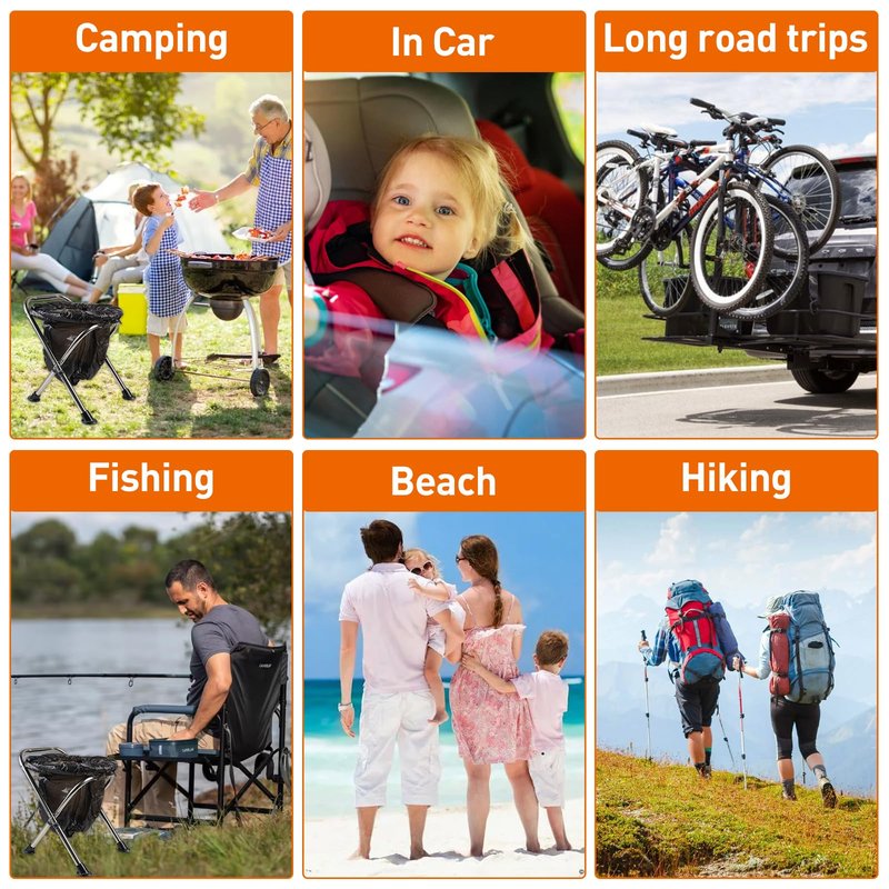 Upgrade Portable Toilet for Camping, Height Adjustable Travel Portable Potty for Adults, Stainless Steel Foldable Toilet for Car,Hiking,Beach and Camping Outdoor Use