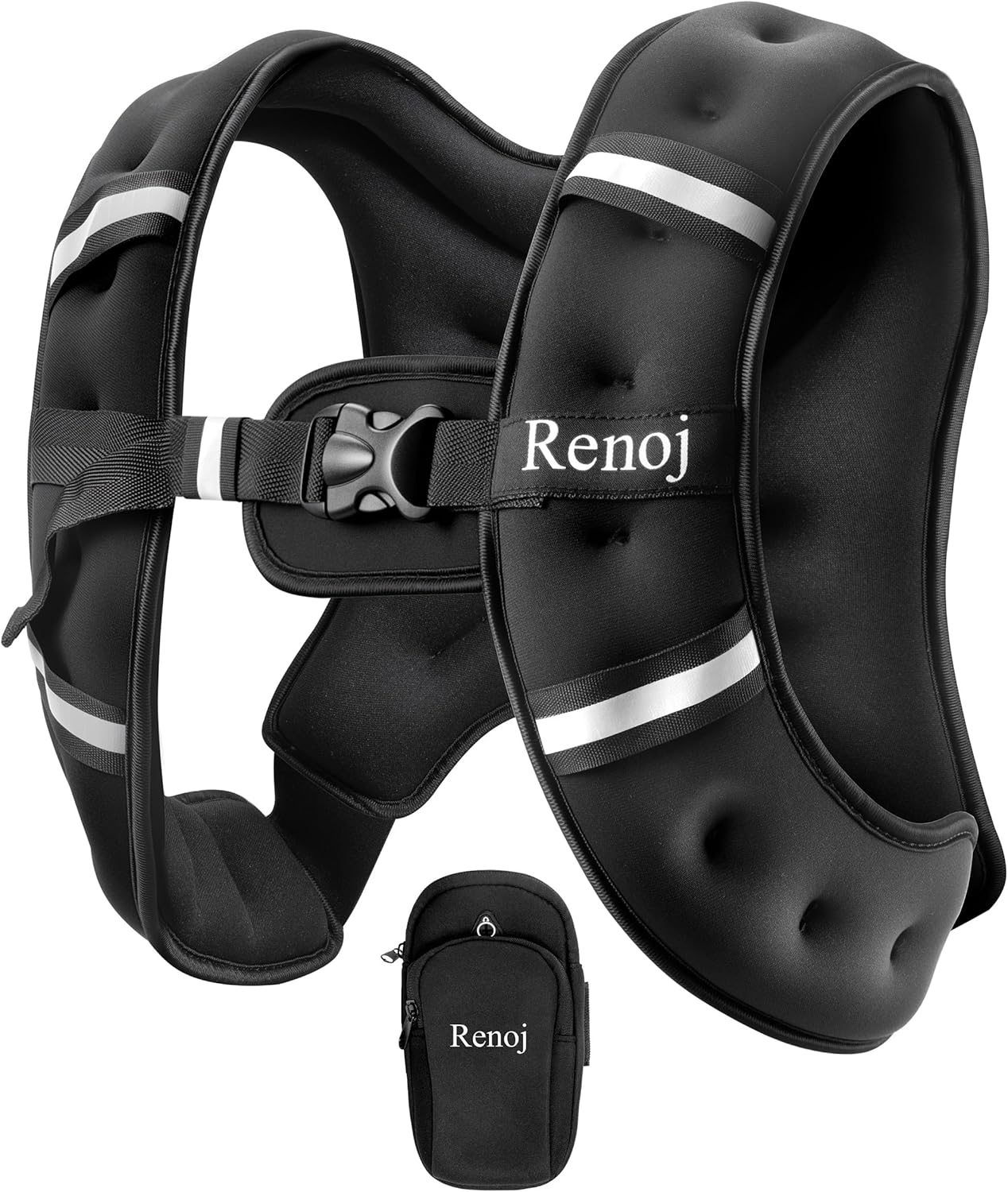 Renoj Weighted Vest - Adjustable Weights for Walking & Running | Reflective Strips & Storage Pocket, 6-20 lbs