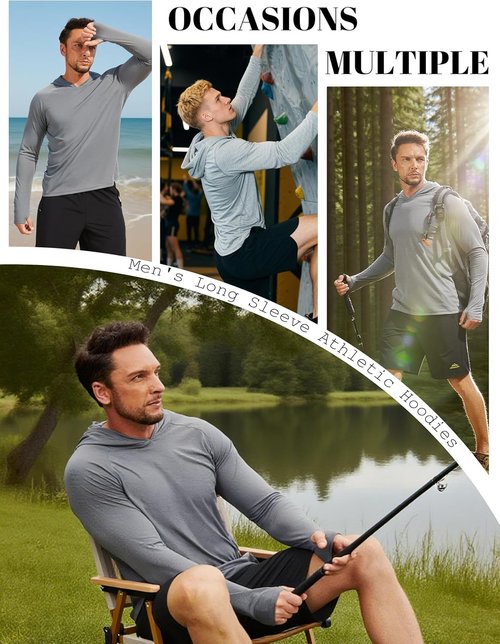 MAGCOMSEN Men's Sun Shirt - UPF 50+ Long Sleeve Lightweight Hoodie for Quick-Dry Performance | Ideal for Hiking & Workouts