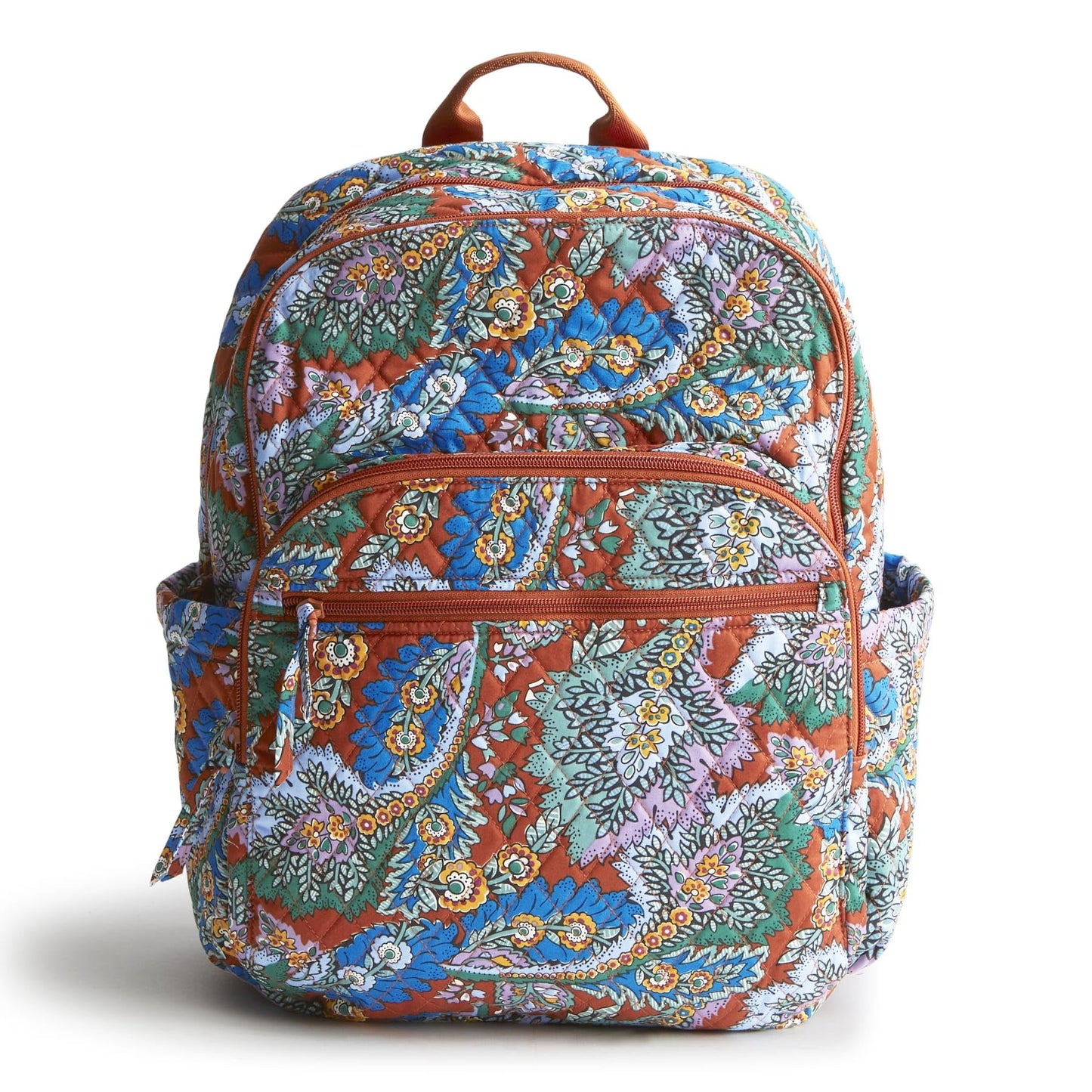 Vera Bradley Women's Premium Cotton Large Bancroft Backpack, Flowers + Feathers, One Size