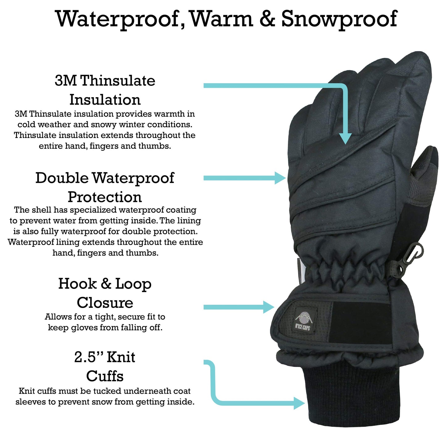 N'Ice Caps Kids Waterproof Winter Thinsulate Warm Gloves
