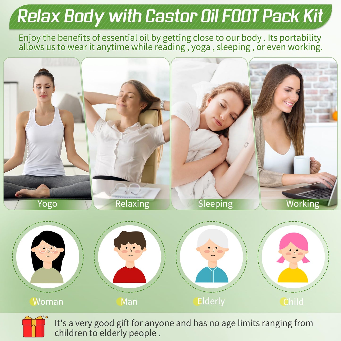 Castor Oil Pack Wrap for Ankle Reusable Feet Brace Adjustable Acrylic Flannel Castor Oil Compress for Women Ankle Support Plantar Fasciitis Relief