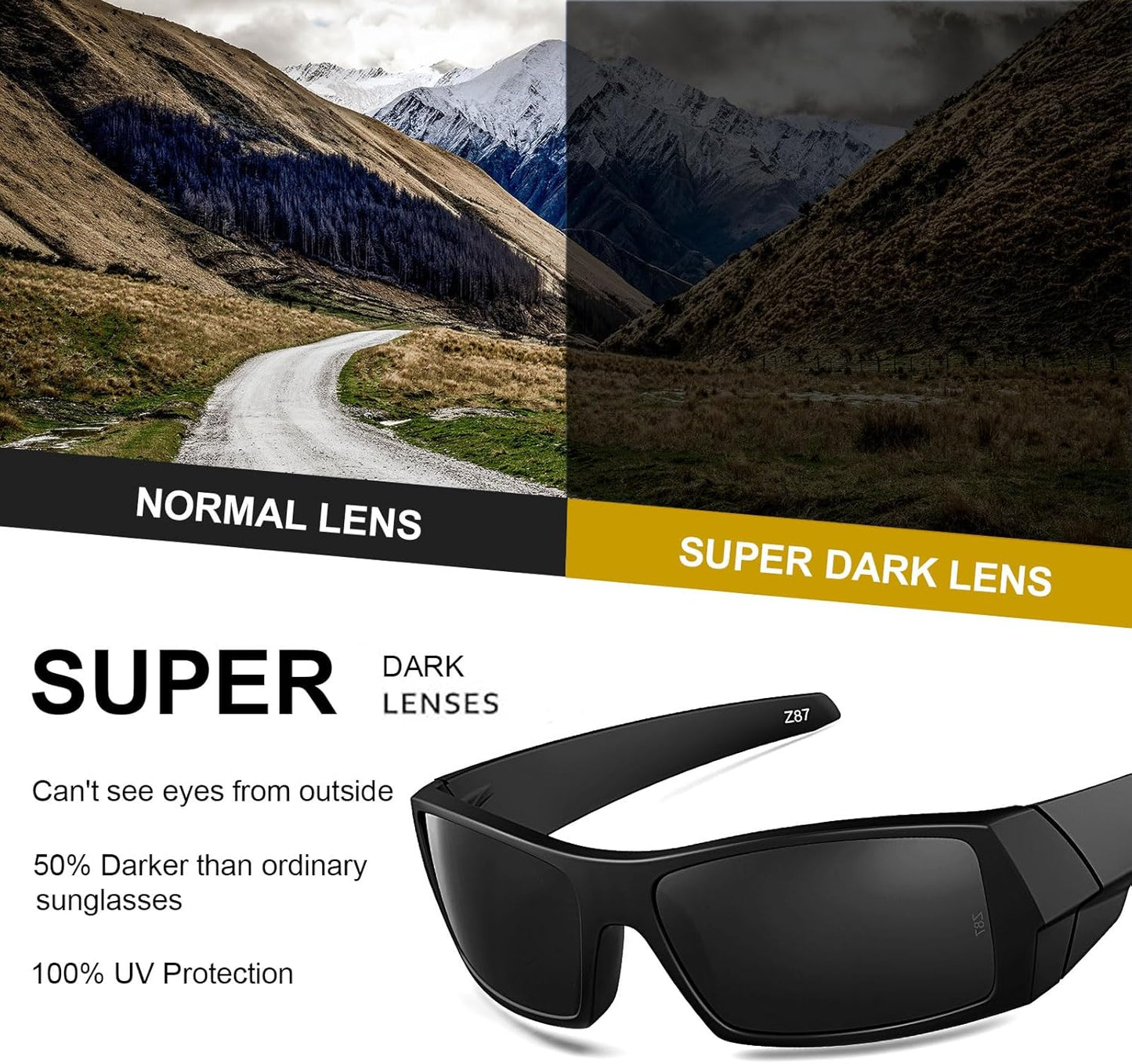 WISTON Z87 Sunglasses - Wrap Around UV400 Safety Glasses for Men | Ideal for Sports & Work