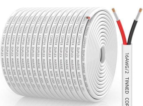 CONEPY 16 Gauge Marine Wire - Waterproof 16/2 Duplex Tinned Copper Cable for Boats & RVs (500FT)