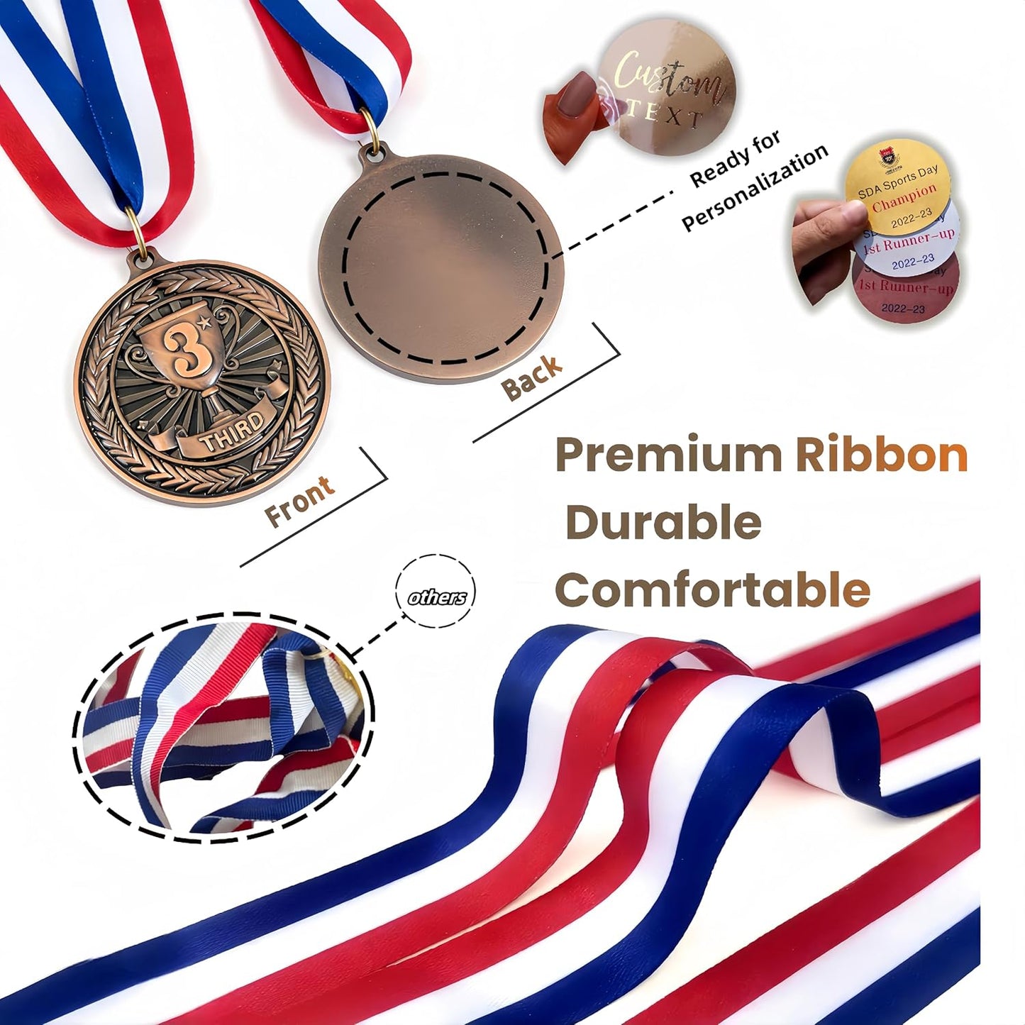 Medals for Awards 1st 2nd 3rd Place Medals Olympic Medals for Adults Sports Party Soccer Basketball Competition Winner First Second Third Place Trophy Participation Gift Gold Silver Bronze