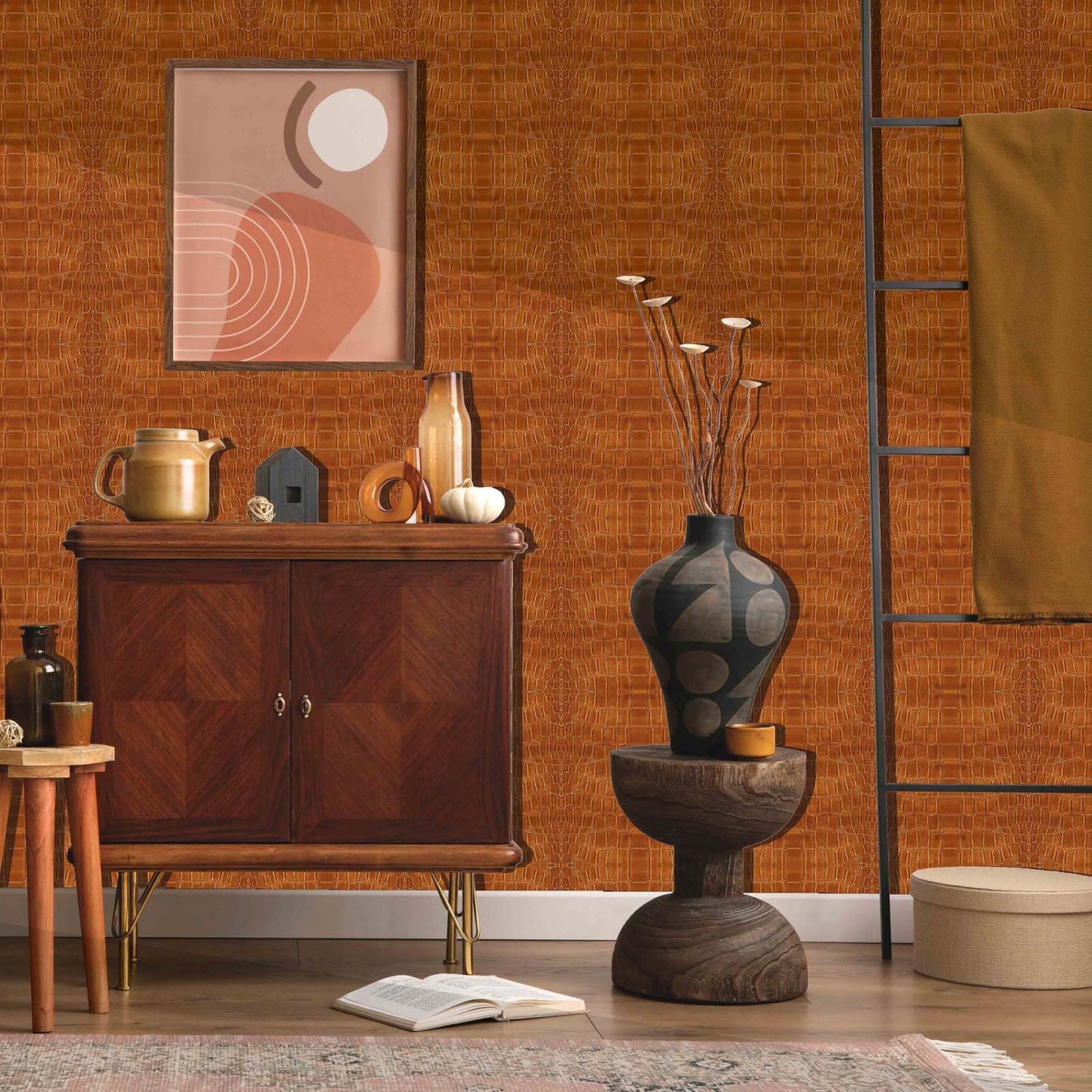 Wookmmy Vintage Dark Brown Faux Crocodile Print Wallpaper Peel and Stick 17.7"x78.7" Self Adhesive Removable Waterproof Contact Paper Renter Friendly for Bathroom Living Room Office Wallpaper