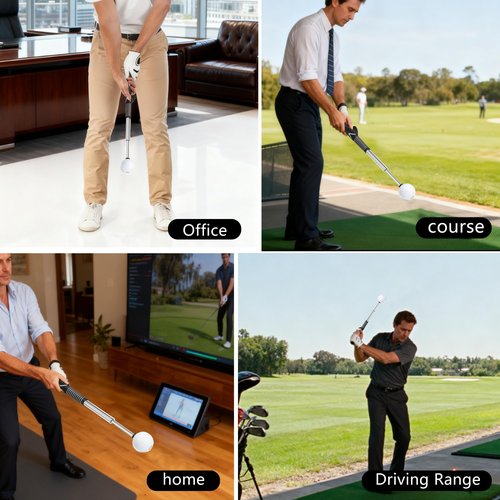 Keaixinyu Pro-Level Right-Handed Retractable Golf Swing Trainer, for Chipping Hitting Practice & Pre-Round Warm-Up Golf Swing Training Aid and Golf Grip Trainer for Indoor & Outdoor Use