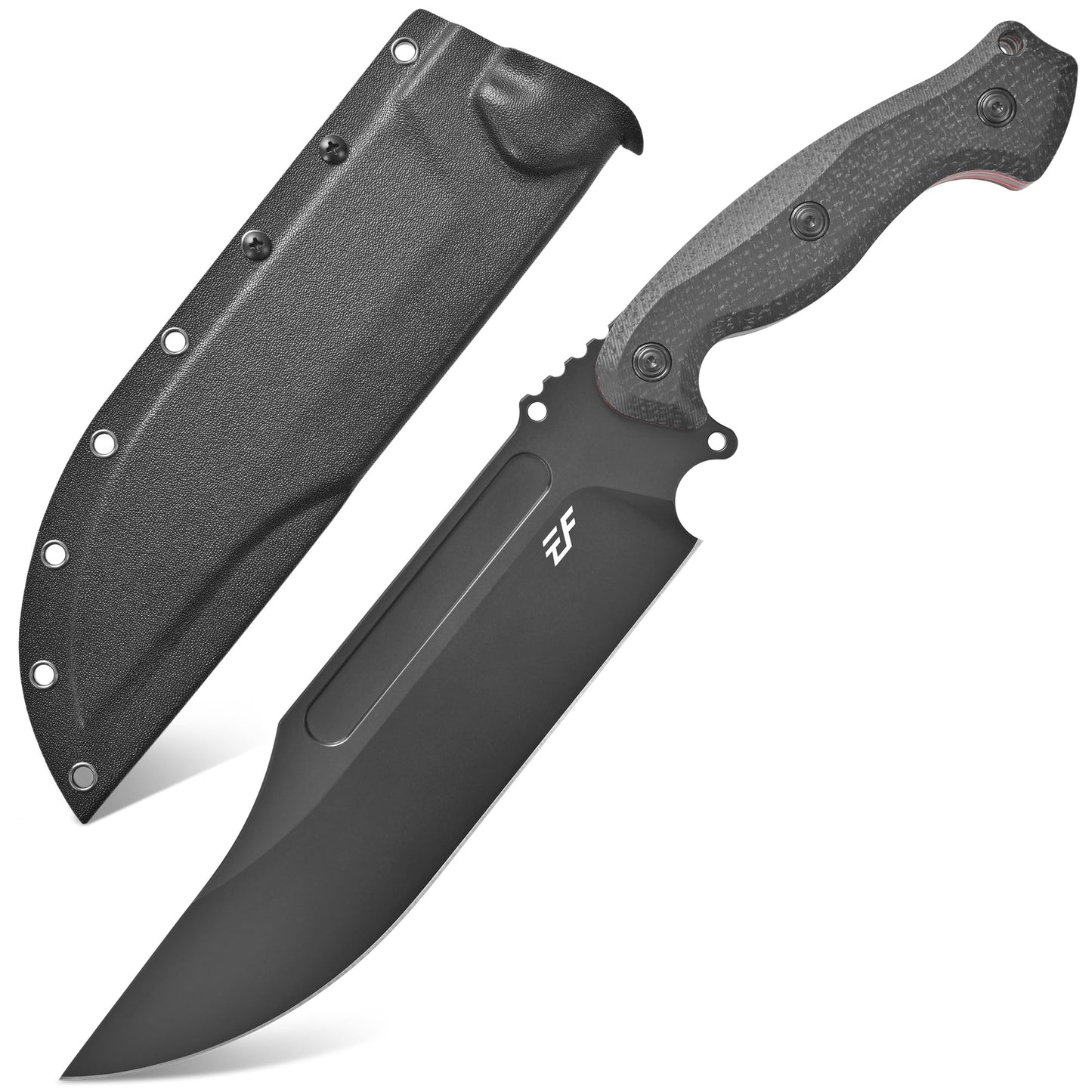 Eafengrow EF163 Fixed Blade Knife DC53 Steel Blade Micarta Handle Full Tang Heavy Duty Fix Knifes for Outdoor Camping Hunting(Black)
