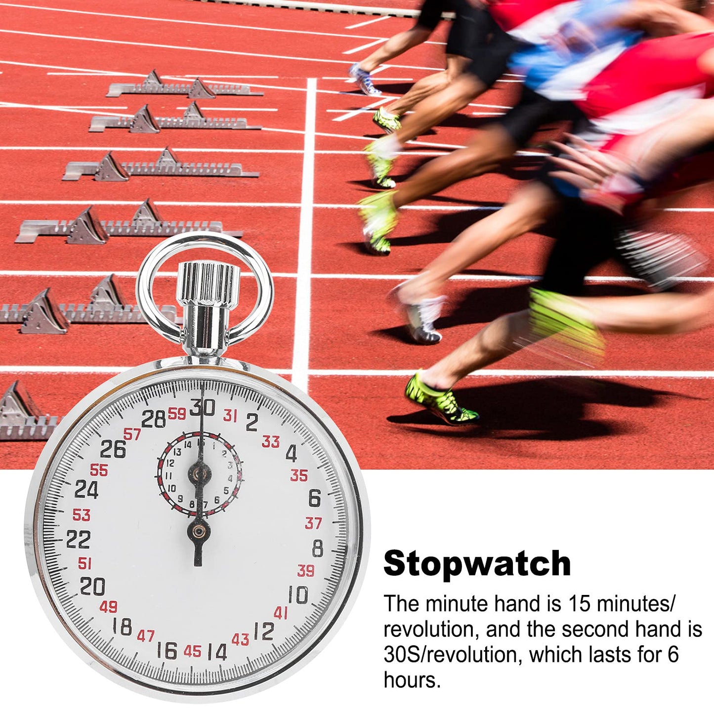 Mechanical Stop Watch, Handheld Sports Chronograph Alarm Mechanical Stopwatch Running Timer for Sports,Competitions,Games,Physics Teaching Equipment