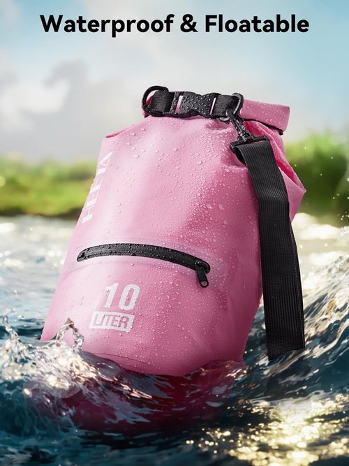 HEETA Waterproof Dry Bag - Lightweight Roll Top Storage with Front Zipper Pocket | 5L/10L/20L/30L/40L for Travel, Kayaking & Hiking