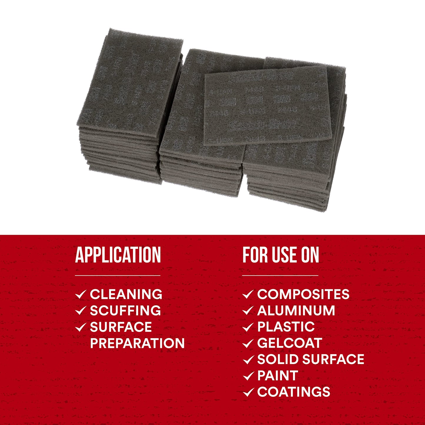 3M Scotch-Brite Ultra Fine Grade 7448B Hand Pad, Case of 60, 6 in x 9 in Hand Pads, Nonwoven Silicon Carbide, Surface Preparation, Scuffing, and Cleaning, Gray