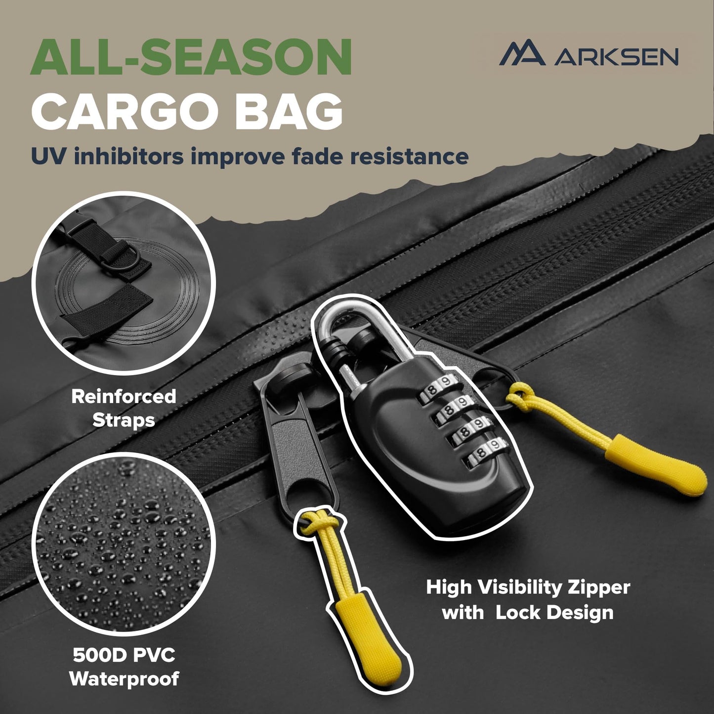 ARKSEN 60" x 23" x 5.5" Folding Hitch Cargo Carrier Basket with 500D PVC Waterproof Cargo Bag(16.5 Cu Ft), 500 Lbs Heavy Duty Rear Trailer Hitch Cargo Rack Fits 2" Receiver for SUV, Truck & Van