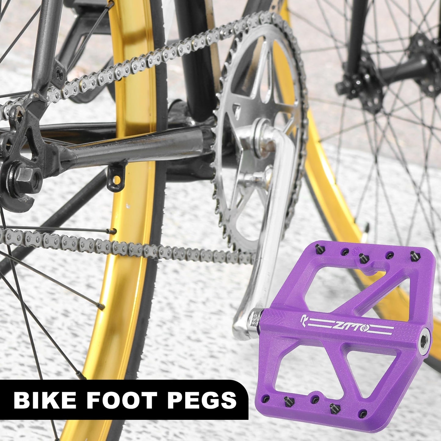 X AUTOHAUX 1 Pair Nylon Rear Foot Peg Flat Pedal Footrests Universal Purple Fit 9/16 Inch Axles BMX MTB Bike Bicycle