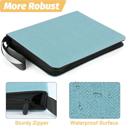 GERMUN 9 Pocket Card Binder - Premium Zip Trading Card Album for MTG & TCG | 720 Double-Sided Pockets in Lake Blue