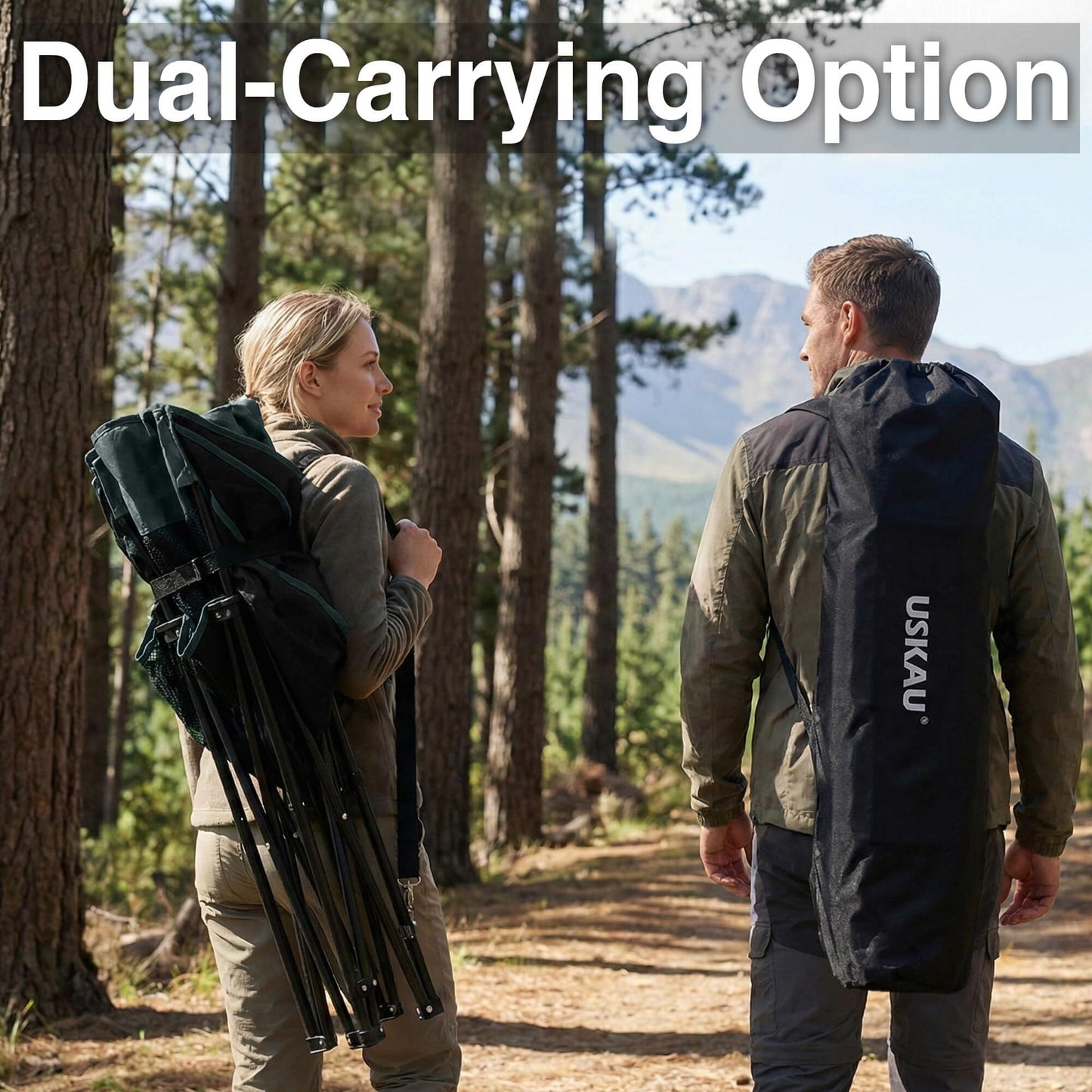 Oversized Camping Chair for Adults - Heavy Duty 400 lbs Padded Folding Chair with Wine Glass Holder, 2 Cup Holders & Side Pockets, Portable Carry Bag for RV, Tailgating, Lawn