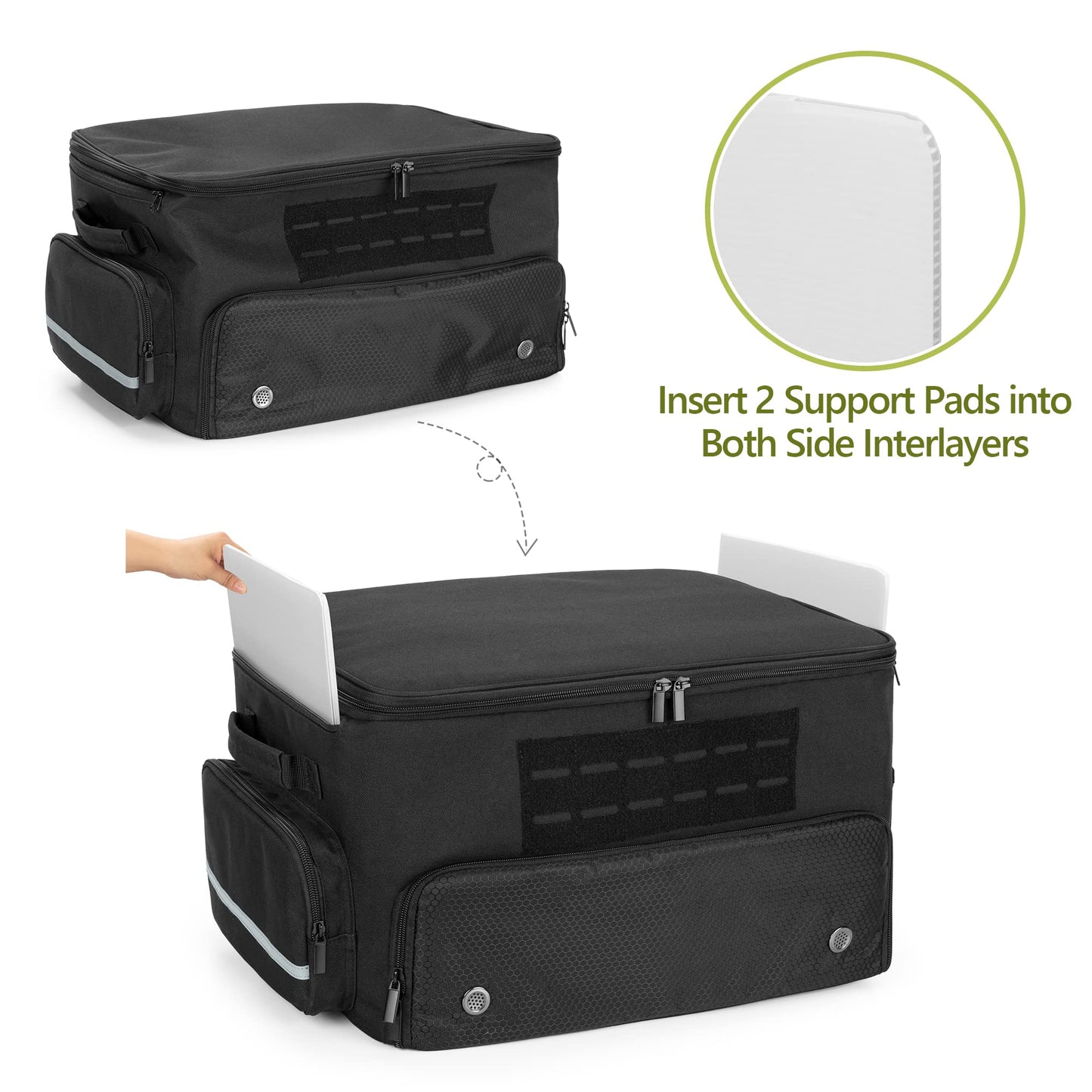 GOBUROS Golf Trunk Organizer Storage with Separate Compartment for 2 Pair Shoes Up to US Mens 16, Golf Car Locker Organizer for Balls, Tees, Clothes, Gloves, Accessories, Black