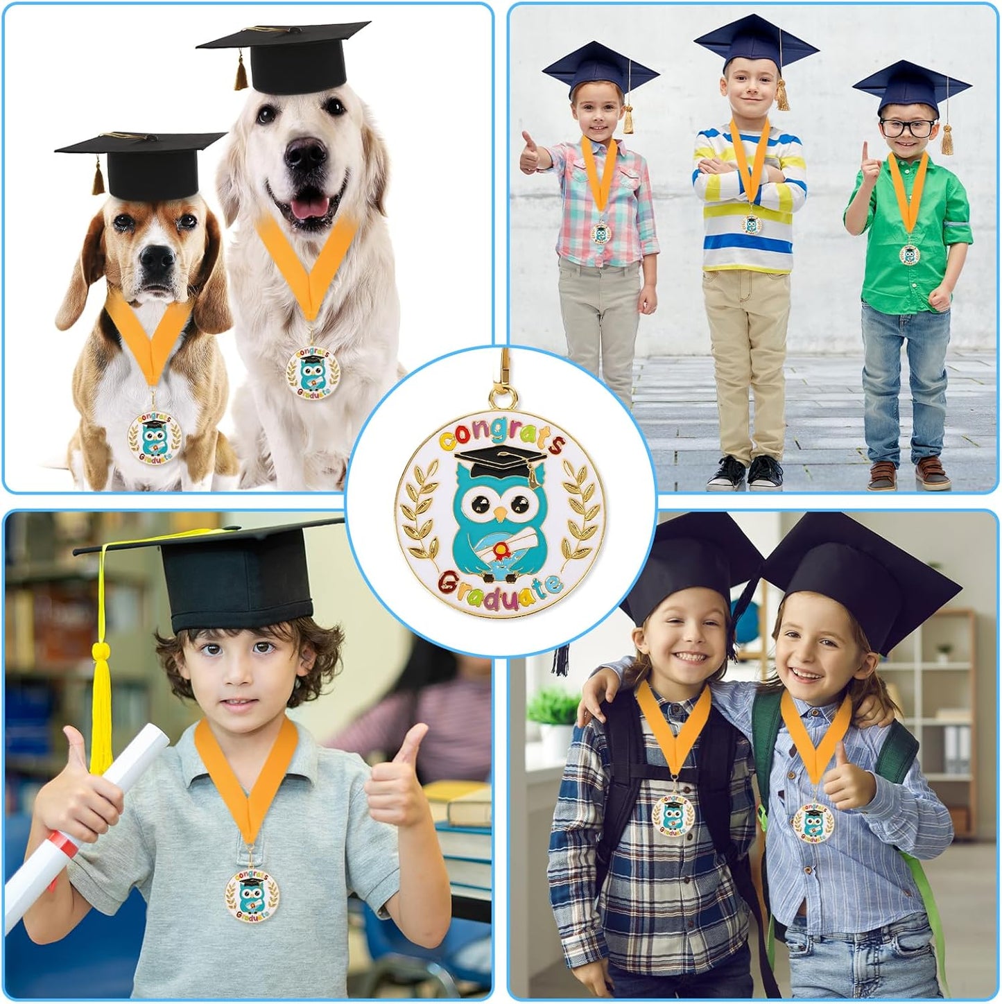 Regine Switzerland Kindergarten Graduation Medal - 2 Metal Medals with Neck Ribbon for Kids