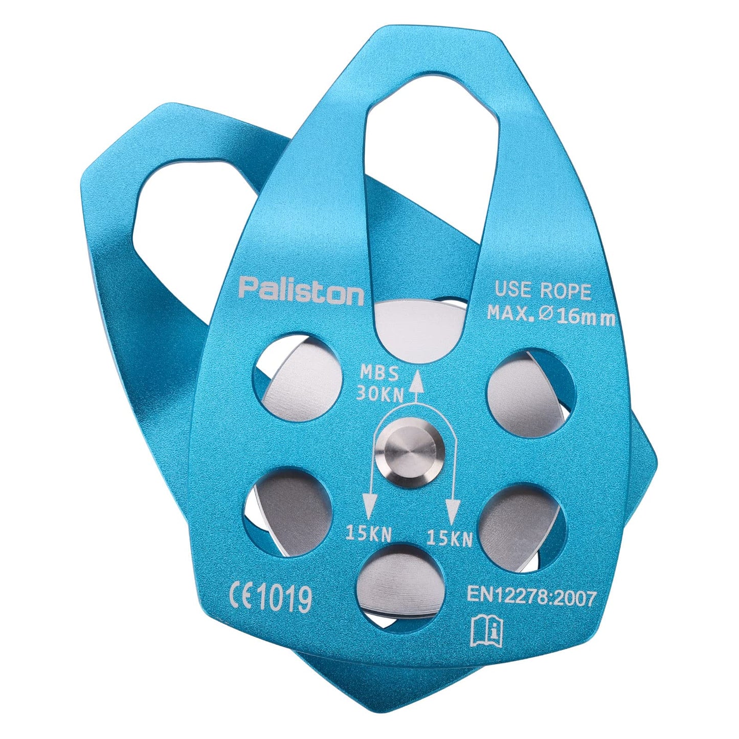 Paliston 30kN Climbing Pulley with Ball Bearing for Rock Climbing Arborist Blue