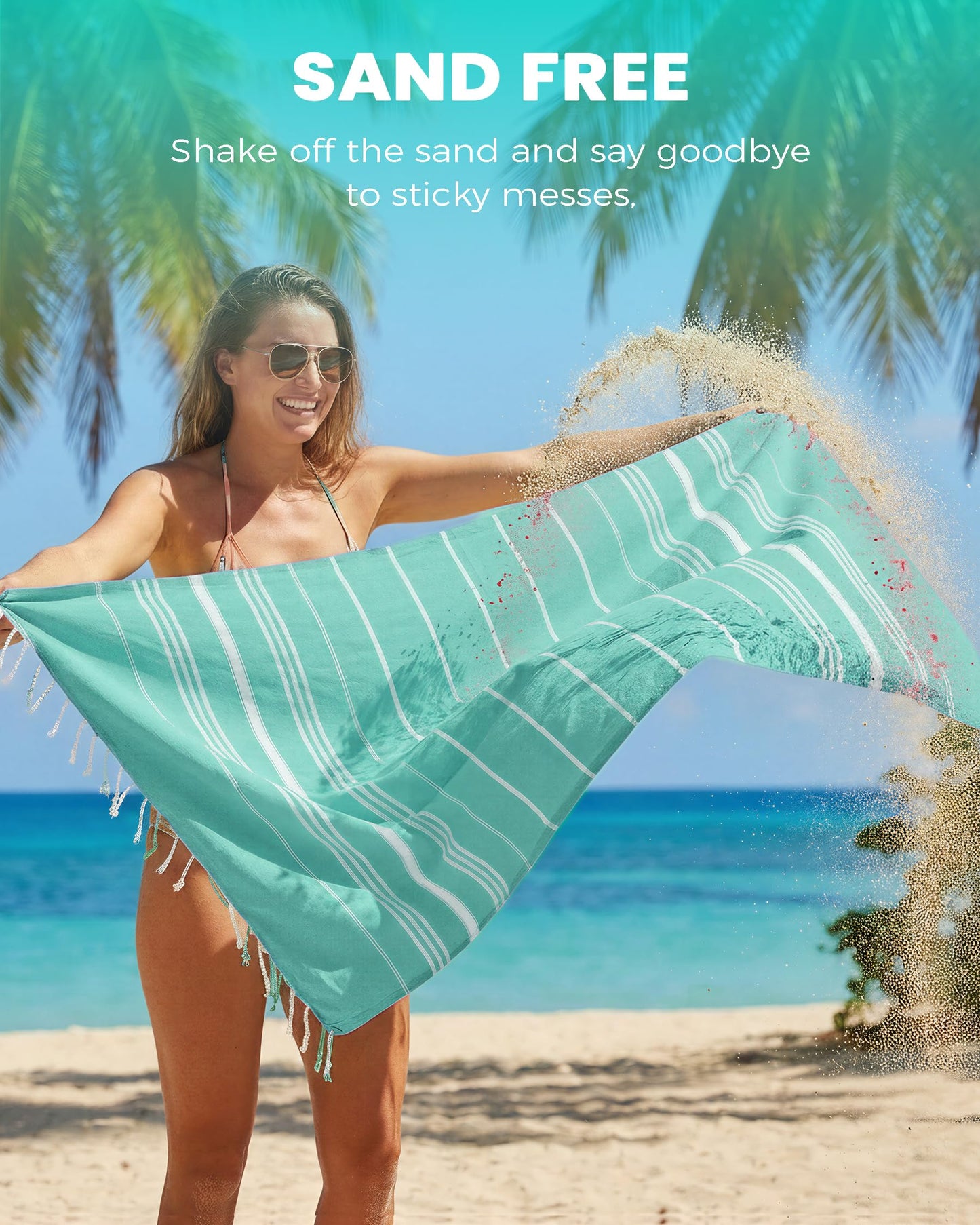 Turkish Beach Towels Quick Dry Sand Free Soft Absorbent Adult Oversized Bath Pool Swim Long Stripe Towel Sound Cloud Sandfree Chamois Mat Summer Thing Lightweight Thin Mint Green Vacation Essentials