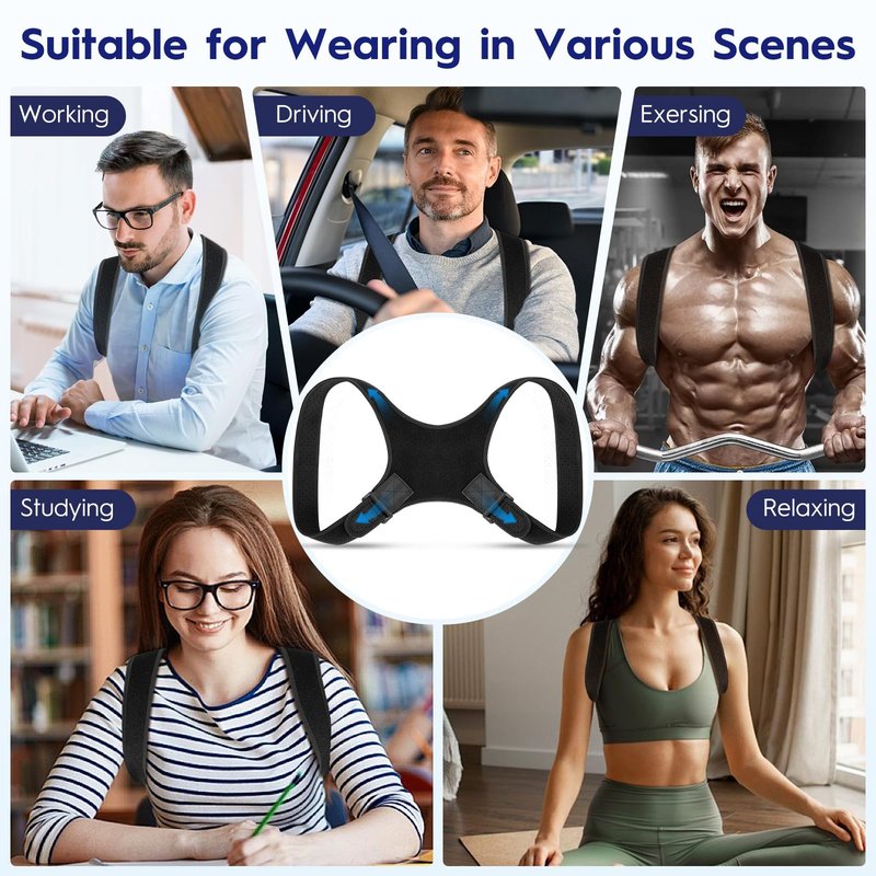 Aokyoo Back Brace Posture Corrector for Men - Bionic System Upper Back Support Shoulder Posture Brace for Women, Newly Adjustable Back Straightener Neck Pain Relief 004-L