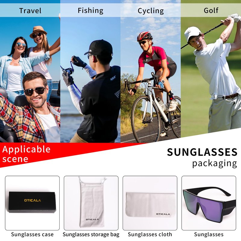 OTICALA Square Safety Sunglasses Uv400 Protection Outdoor Z87 Windproof Cycling Sunglasses for Men Women (Black/Purple)