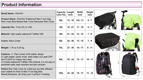 Bicycle Rear Rack Rain Cover Bike Trunk Rain Cover Black