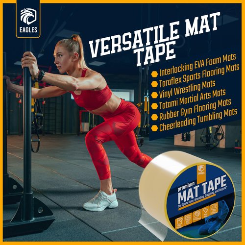 Clear Mat Tape 3 or 4 Inch 1, 2, 3 or 18 Pack Mat Tape for Wrestling Grappling Gymnastics Jiu Jitsu MMA Floor | Exercise Roll Out Mats Foam Tiles | Home Mats & Gym Floor Tape (1, 4 Inch)