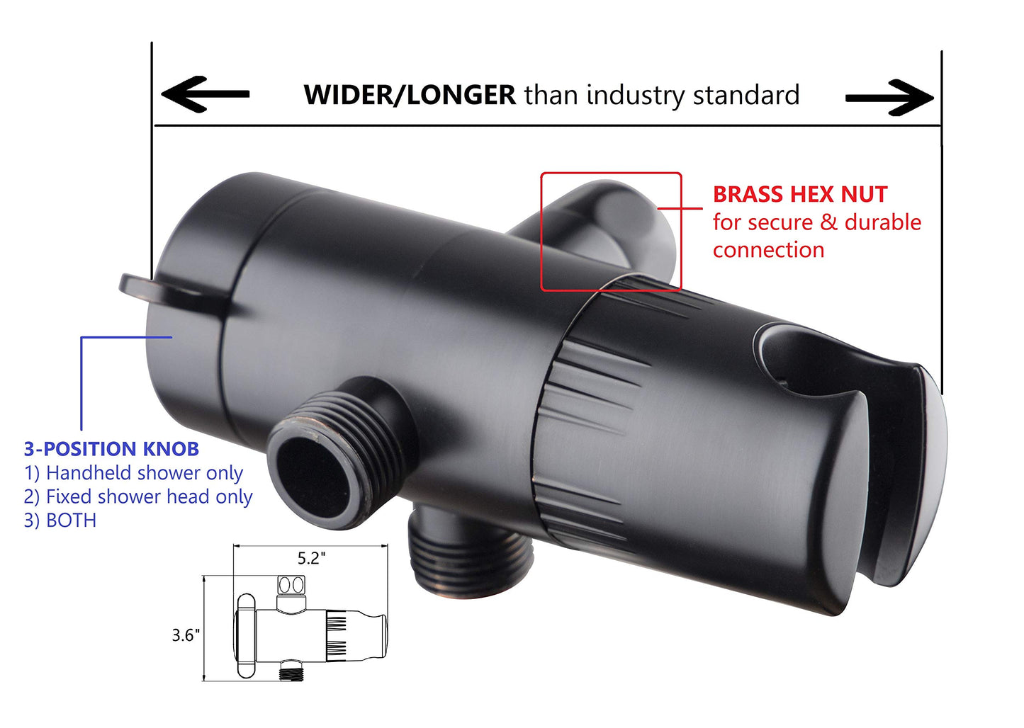 Ana Bath Anti-Clog High Pressure Large Oil Rubbed Bronze Dual Shower Head 5-inch 5-Settings Shower Head with Handheld Spray Combo + 5 Foot Stainless Steel Shower Hose w/ BRASS connectors