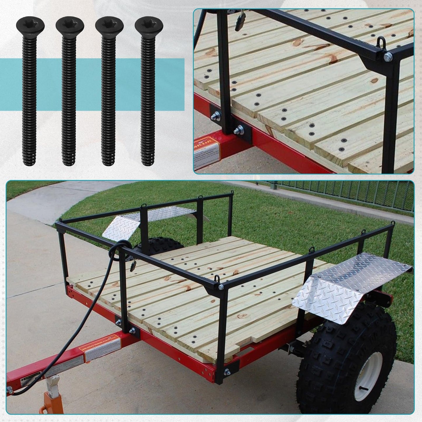 Bopowo 1/4-20 x 2 1/2 Flat Head Floorboard Thread Cutting Screws, Type F, (Star - Six Lobe - Torx Drive), Black Phosphate Finish, Countersunk, T-30 Drive and 7/32 Drill bit