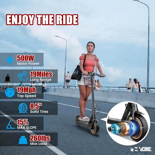 **Skiennix Electric Scooter - 350W Motor, 19MPH Max Speed, 21 Miles Range, Portable & Foldable**